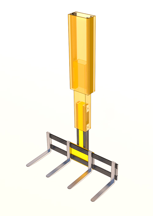 overhead telescopic lift using combined roller bearings and rails