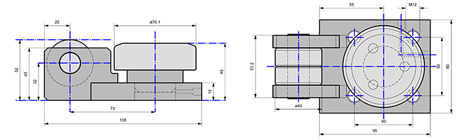 Dimensioned Drawing of Combined Bearing Assembly 3.055
