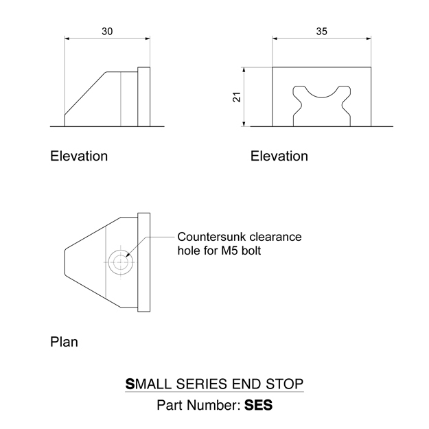 ses end stops dimensions
