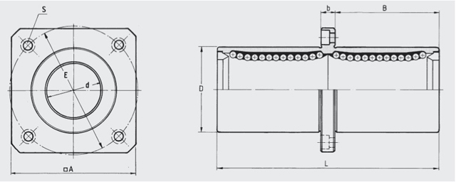 tandem mid square flanged linear bush